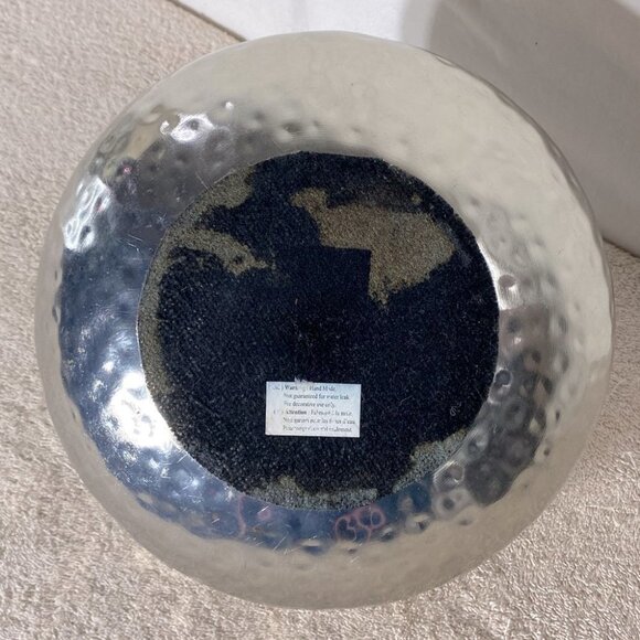 Handmade Dimpled Silver Tone Thin Metal Table Vase Decor Accent - Picture 7 of 12